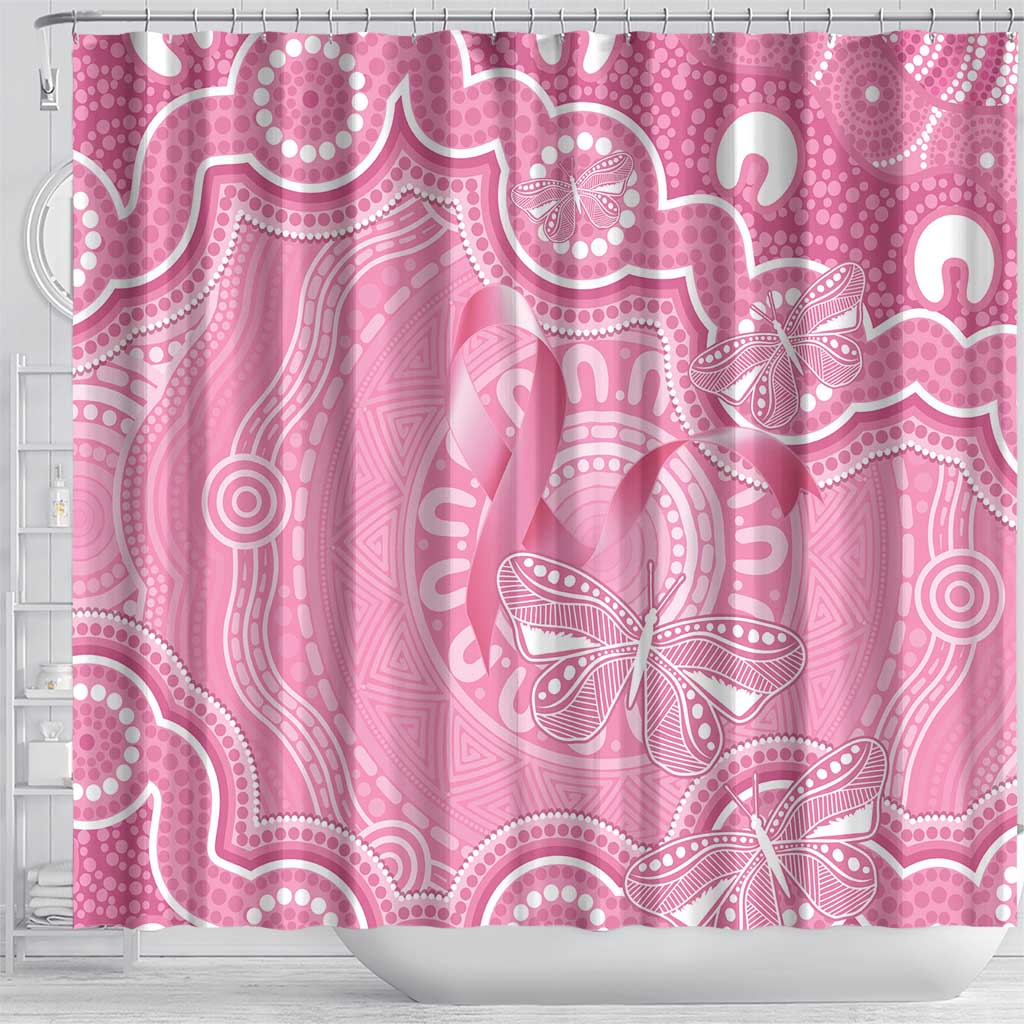 Australia Indigenous Shower Curtain Pink Ribbon Breast Cancer Butterfly Aboriginal - Aussie Hoodie