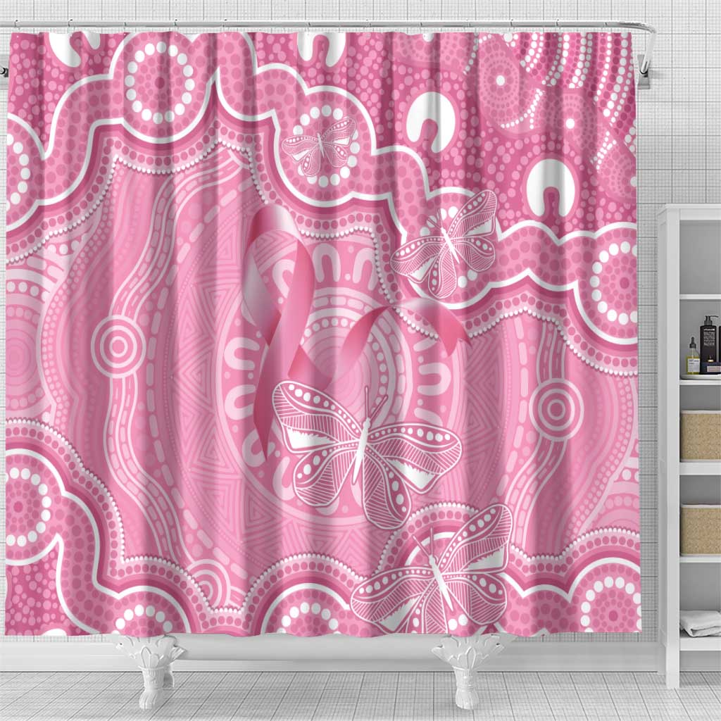 Australia Indigenous Shower Curtain Pink Ribbon Breast Cancer Butterfly Aboriginal - Aussie Hoodie