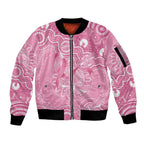 Australia Indigenous Sleeve Zip Bomber Jacket Pink Ribbon Breast Cancer Butterfly Aboriginal - Aussie Hoodie