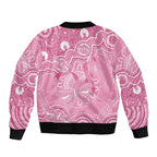 Australia Indigenous Sleeve Zip Bomber Jacket Pink Ribbon Breast Cancer Butterfly Aboriginal - Aussie Hoodie