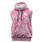 Australia Indigenous Sleeveless Hoodie Pink Ribbon Breast Cancer Butterfly Aboriginal - Aussie Hoodie