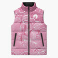 Australia Indigenous Sleeveless Puffer Jacket Pink Ribbon Breast Cancer Butterfly Aboriginal - Aussie Hoodie