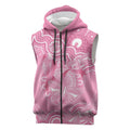 Australia Indigenous Sleeveless Zip Hoodie Pink Ribbon Breast Cancer Butterfly Aboriginal LT14