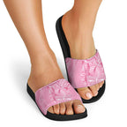 Australia Indigenous Slide Sandals Pink Ribbon Breast Cancer Butterfly Aboriginal - Aussie Hoodie