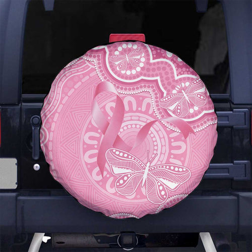 Australia Indigenous Spare Tire Cover Pink Ribbon Breast Cancer Butterfly Aboriginal - Aussie Hoodie
