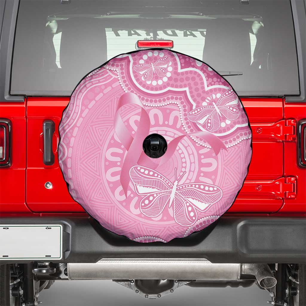 Australia Indigenous Spare Tire Cover Pink Ribbon Breast Cancer Butterfly Aboriginal - Aussie Hoodie