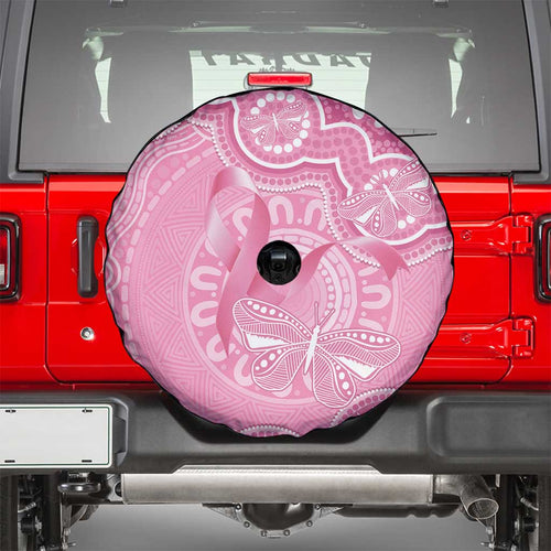 Australia Indigenous Spare Tire Cover Pink Ribbon Breast Cancer Butterfly Aboriginal - Aussie Hoodie