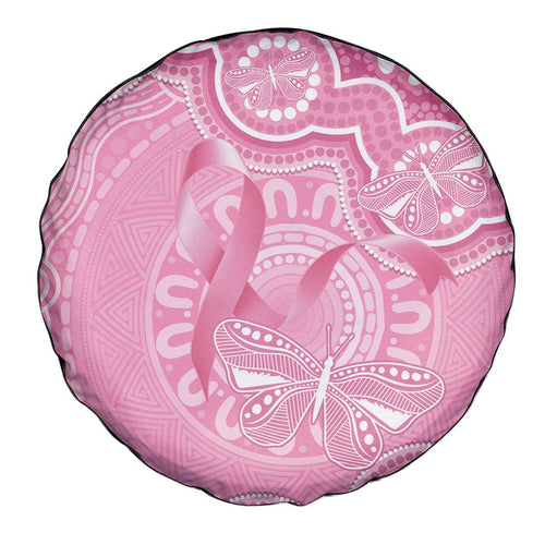Australia Indigenous Spare Tire Cover Pink Ribbon Breast Cancer Butterfly Aboriginal - Aussie Hoodie