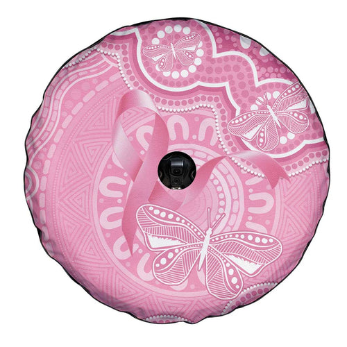 Australia Indigenous Spare Tire Cover Pink Ribbon Breast Cancer Butterfly Aboriginal - Aussie Hoodie