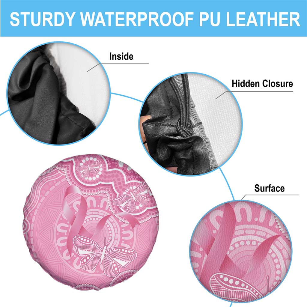 Australia Indigenous Spare Tire Cover Pink Ribbon Breast Cancer Butterfly Aboriginal - Aussie Hoodie