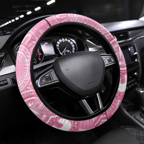 Australia Indigenous Steering Wheel Cover Pink Ribbon Breast Cancer Butterfly Aboriginal - Aussie Hoodie