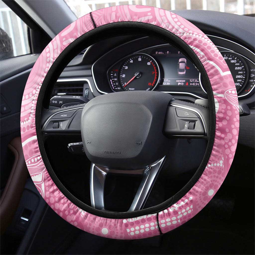 Australia Indigenous Steering Wheel Cover Pink Ribbon Breast Cancer Butterfly Aboriginal - Aussie Hoodie