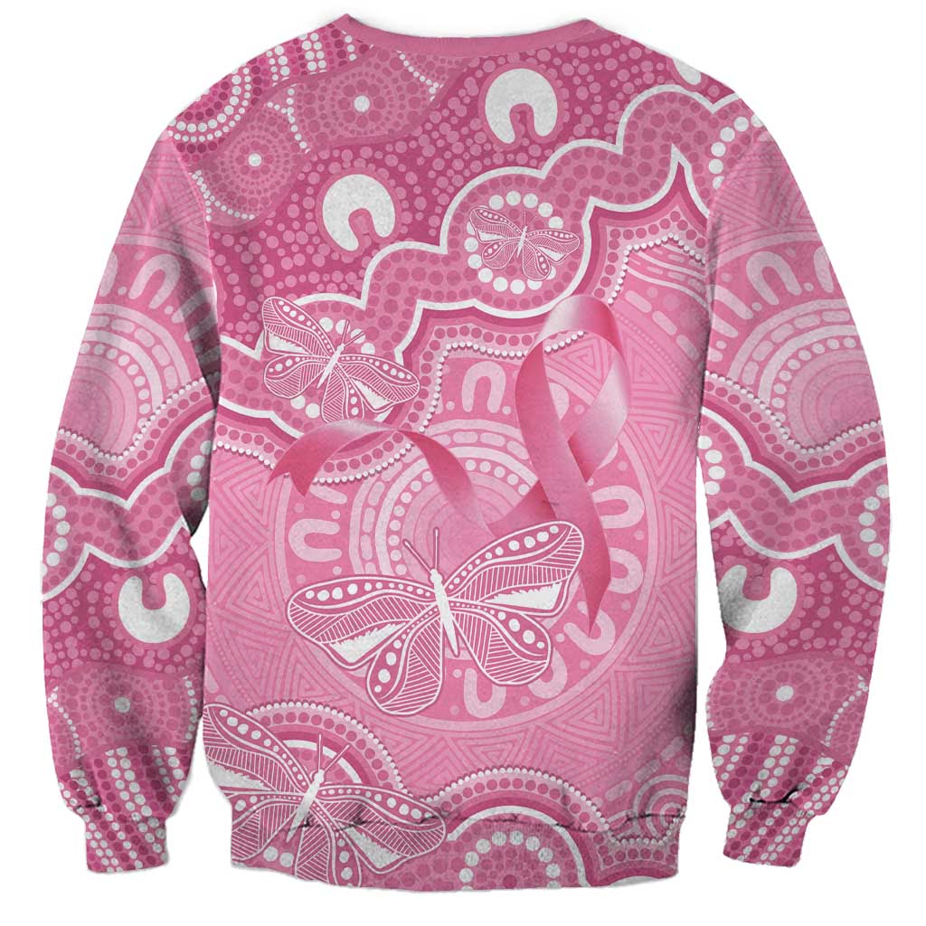 Australia Indigenous Sweatshirt Pink Ribbon Breast Cancer Butterfly Aboriginal - Aussie Hoodie