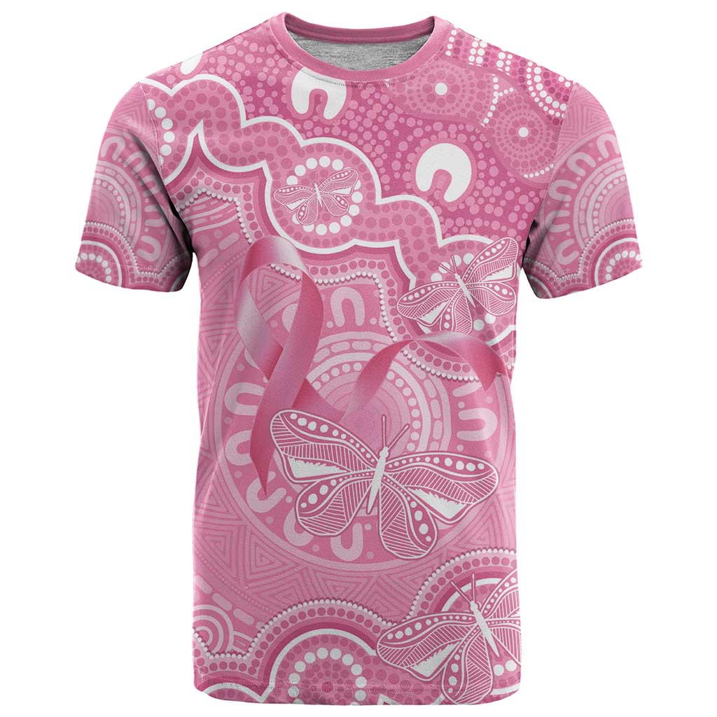 Australia Indigenous T Shirt Pink Ribbon Breast Cancer Butterfly Aboriginal - Aussie Hoodie