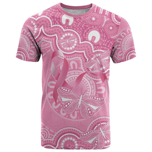 Australia Indigenous T Shirt Pink Ribbon Breast Cancer Butterfly Aboriginal - Aussie Hoodie