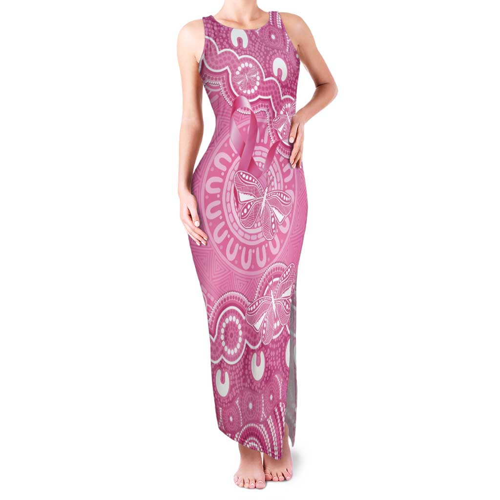 Australia Indigenous Tank Maxi Dress Pink Ribbon Breast Cancer Butterfly Aboriginal - Aussie Hoodie