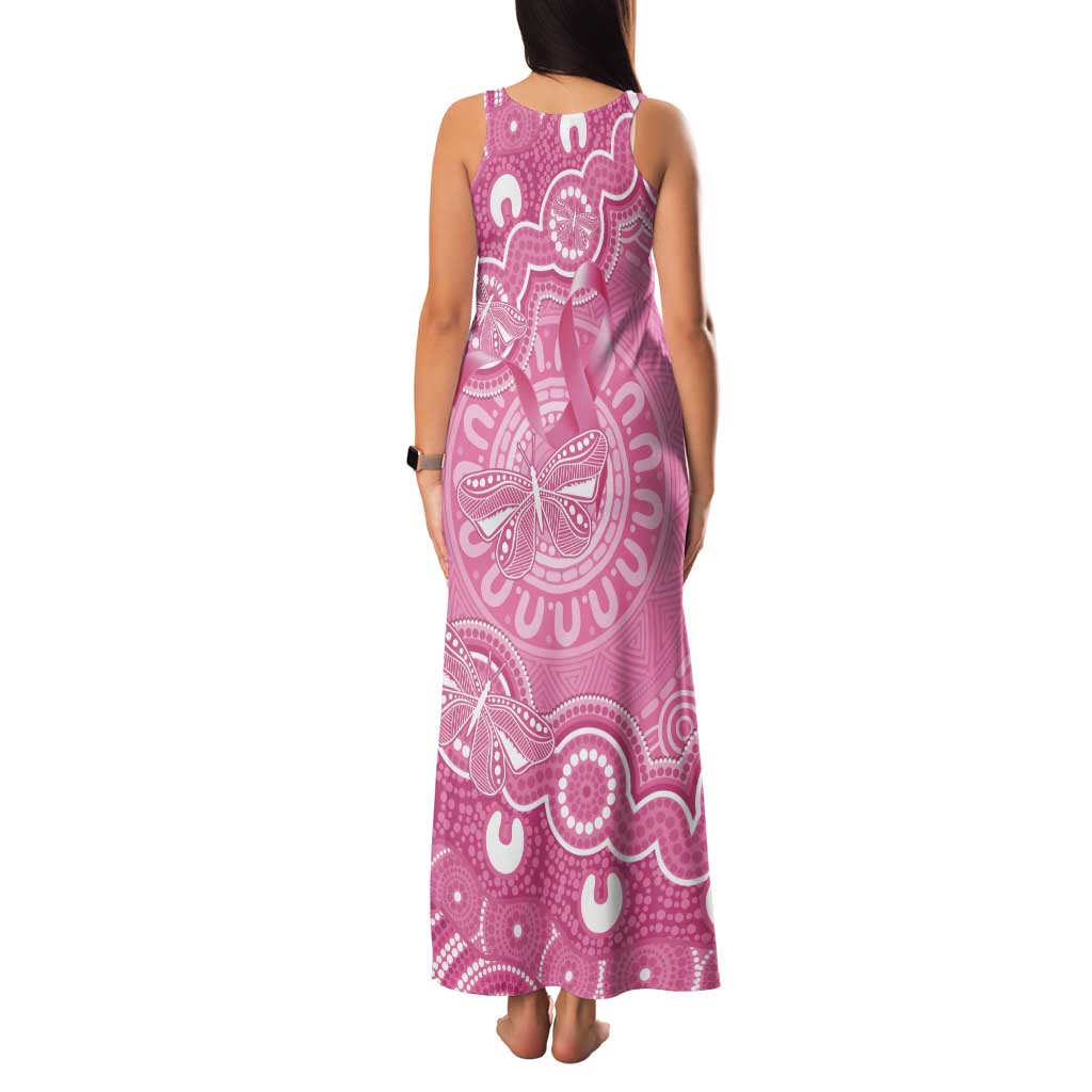 Australia Indigenous Tank Maxi Dress Pink Ribbon Breast Cancer Butterfly Aboriginal - Aussie Hoodie