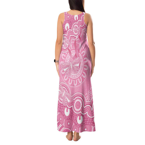 Australia Indigenous Tank Maxi Dress Pink Ribbon Breast Cancer Butterfly Aboriginal - Aussie Hoodie
