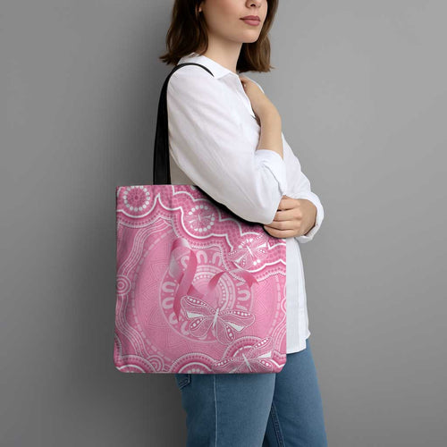 Australia Indigenous Tote Bag Pink Ribbon Breast Cancer Butterfly Aboriginal - Aussie Hoodie