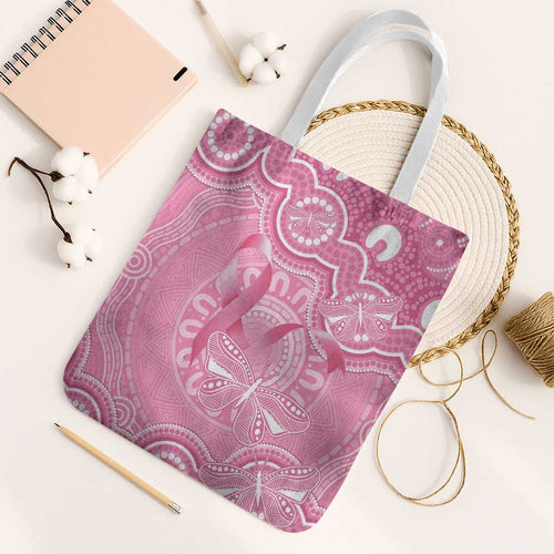 Australia Indigenous Tote Bag Pink Ribbon Breast Cancer Butterfly Aboriginal - Aussie Hoodie