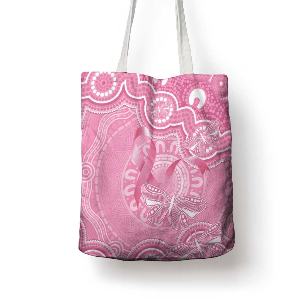 Australia Indigenous Tote Bag Pink Ribbon Breast Cancer Butterfly Aboriginal - Aussie Hoodie