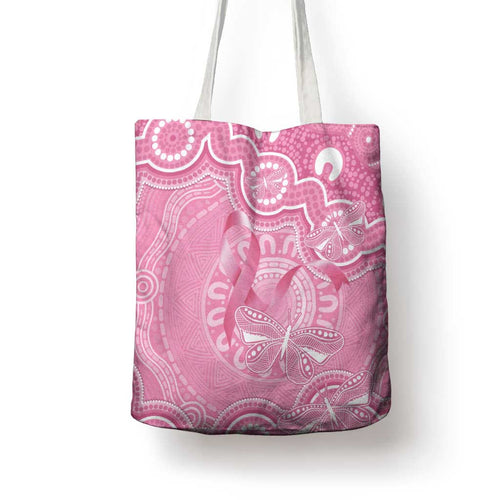 Australia Indigenous Tote Bag Pink Ribbon Breast Cancer Butterfly Aboriginal - Aussie Hoodie