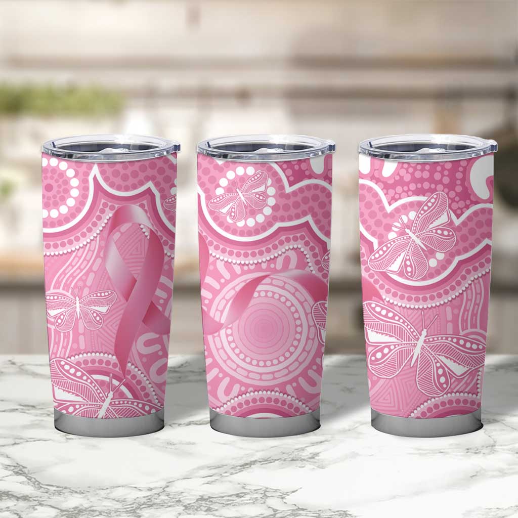 Australia Indigenous Tumbler Cup Pink Ribbon Breast Cancer Butterfly Aboriginal - Aussie Hoodie