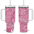 Australia Indigenous Tumbler With Handle Pink Ribbon Breast Cancer Butterfly Aboriginal - Aussie Hoodie