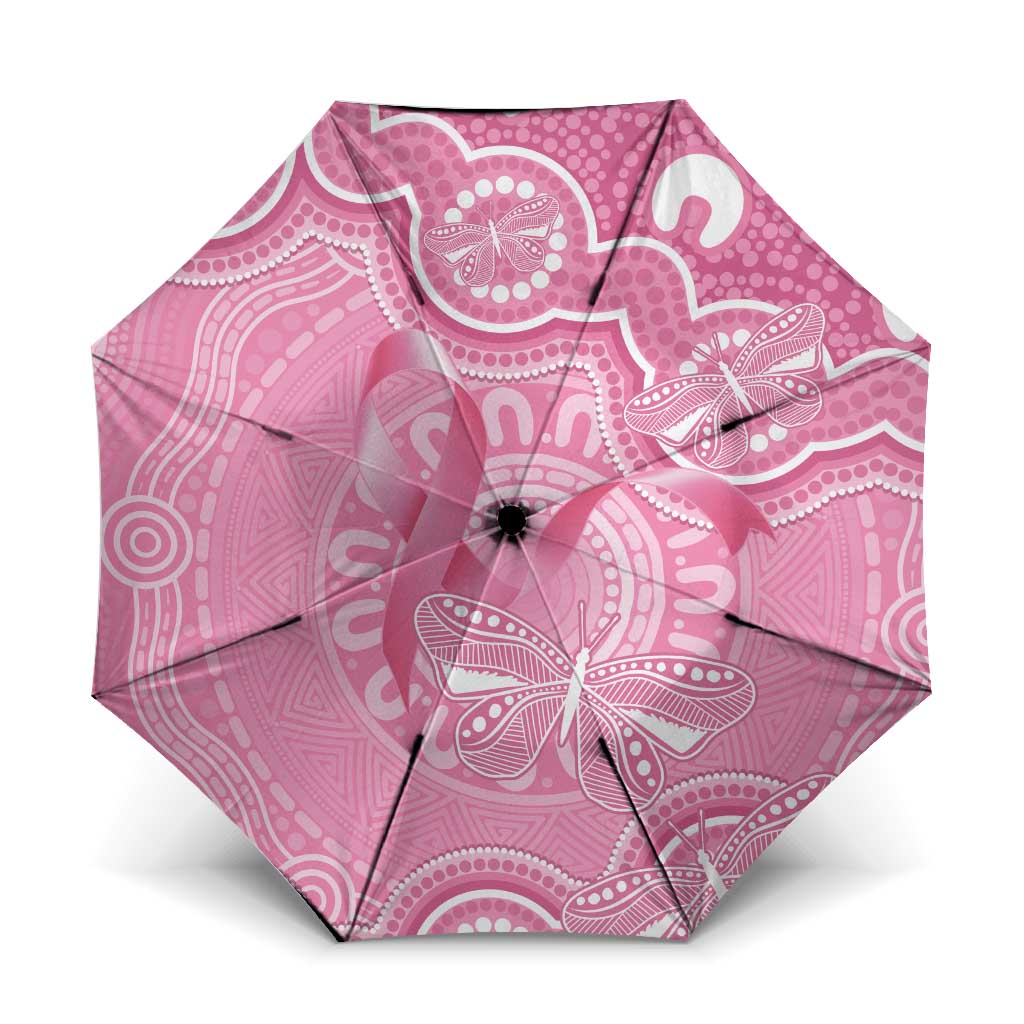 Australia Indigenous Umbrella Pink Ribbon Breast Cancer Butterfly Aboriginal - Aussie Hoodie