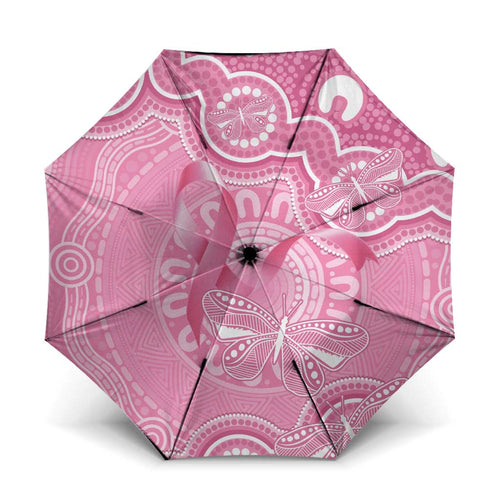 Australia Indigenous Umbrella Pink Ribbon Breast Cancer Butterfly Aboriginal - Aussie Hoodie