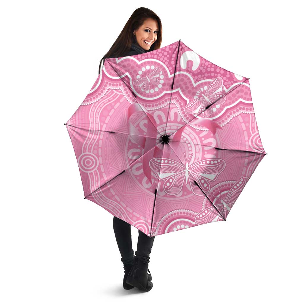 Australia Indigenous Umbrella Pink Ribbon Breast Cancer Butterfly Aboriginal - Aussie Hoodie