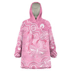 Australia Indigenous Wearable Blanket Hoodie Pink Ribbon Breast Cancer Butterfly Aboriginal - Aussie Hoodie