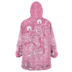 Australia Indigenous Wearable Blanket Hoodie Pink Ribbon Breast Cancer Butterfly Aboriginal - Aussie Hoodie