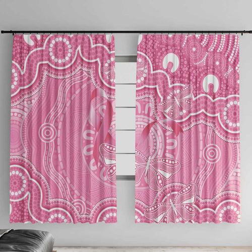 Australia Indigenous Window Curtain Pink Ribbon Breast Cancer Butterfly Aboriginal - Aussie Hoodie