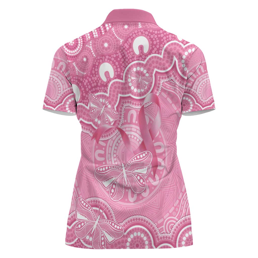 Australia Indigenous Women Polo Shirt Pink Ribbon Breast Cancer Butterfly Aboriginal - Aussie Hoodie