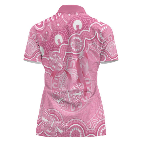 Australia Indigenous Women Polo Shirt Pink Ribbon Breast Cancer Butterfly Aboriginal - Aussie Hoodie