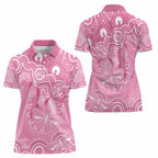 Australia Indigenous Women Polo Shirt Pink Ribbon Breast Cancer Butterfly Aboriginal - Aussie Hoodie