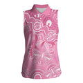 Australia Indigenous Women Sleeveless Polo Shirt Pink Ribbon Breast Cancer Butterfly Aboriginal - Aussie Hoodie