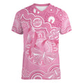 Australia Indigenous Women V-Neck T-Shirt Pink Ribbon Breast Cancer Butterfly Aboriginal - Aussie Hoodie