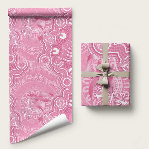 Australia Indigenous Wrapping Paper Pink Ribbon Breast Cancer Butterfly Aboriginal - Aussie Hoodie