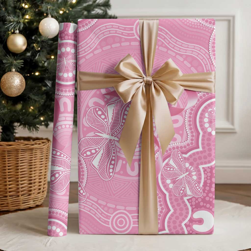 Australia Indigenous Wrapping Paper Pink Ribbon Breast Cancer Butterfly Aboriginal - Aussie Hoodie