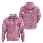 Australia Indigenous Zip Hoodie Pink Ribbon Breast Cancer Butterfly Aboriginal - Aussie Hoodie