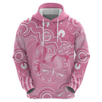 Australia Indigenous Zip Hoodie Pink Ribbon Breast Cancer Butterfly Aboriginal - Aussie Hoodie