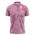 Australia Indigenous Zipper Polo Shirt Pink Ribbon Breast Cancer Butterfly Aboriginal - Aussie Hoodie