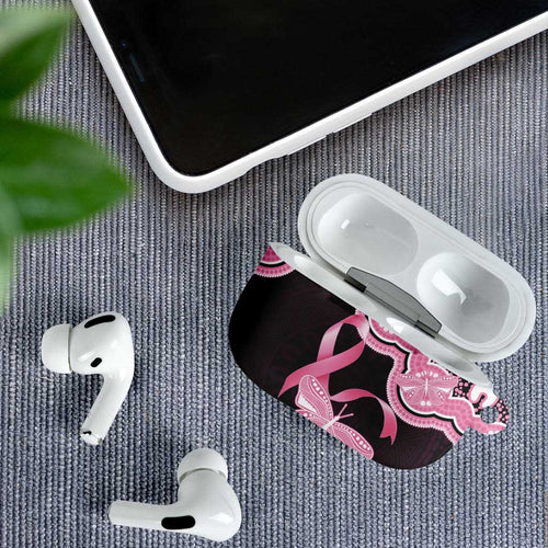 Australia Indigenous AirPods Case Pink Ribbon Breast Cancer Butterfly Aboriginal Black - Aussie Hoodie