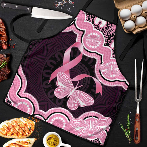 Australia Indigenous Apron Pink Ribbon Breast Cancer Butterfly Aboriginal Black - Aussie Hoodie