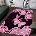 Australia Indigenous Area Rug Pink Ribbon Breast Cancer Butterfly Aboriginal Black - Aussie Hoodie