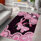 Australia Indigenous Area Rug Pink Ribbon Breast Cancer Butterfly Aboriginal Black - Aussie Hoodie