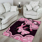 Australia Indigenous Area Rug Pink Ribbon Breast Cancer Butterfly Aboriginal Black - Aussie Hoodie