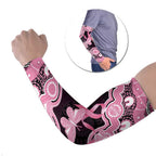 Australia Indigenous Arm Sleeves Pink Ribbon Breast Cancer Butterfly Aboriginal Black - Aussie Hoodie